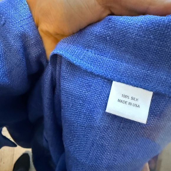 Amy Matt Royal Blue Silk Split Neck Shift Dress - Picture 4 of 5